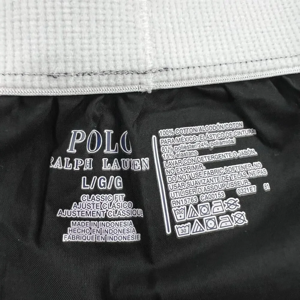 Polo Ralph Lauren Black Gray Plaid Boxer Shorts Men's size Large Classic fit